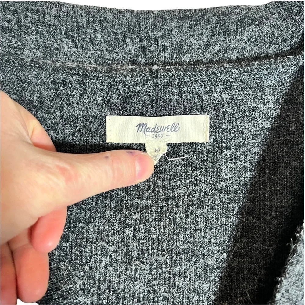 Madewell Slate Charcoal Gray Knit Popover Deep Plunging V-Neck Sweater Size M